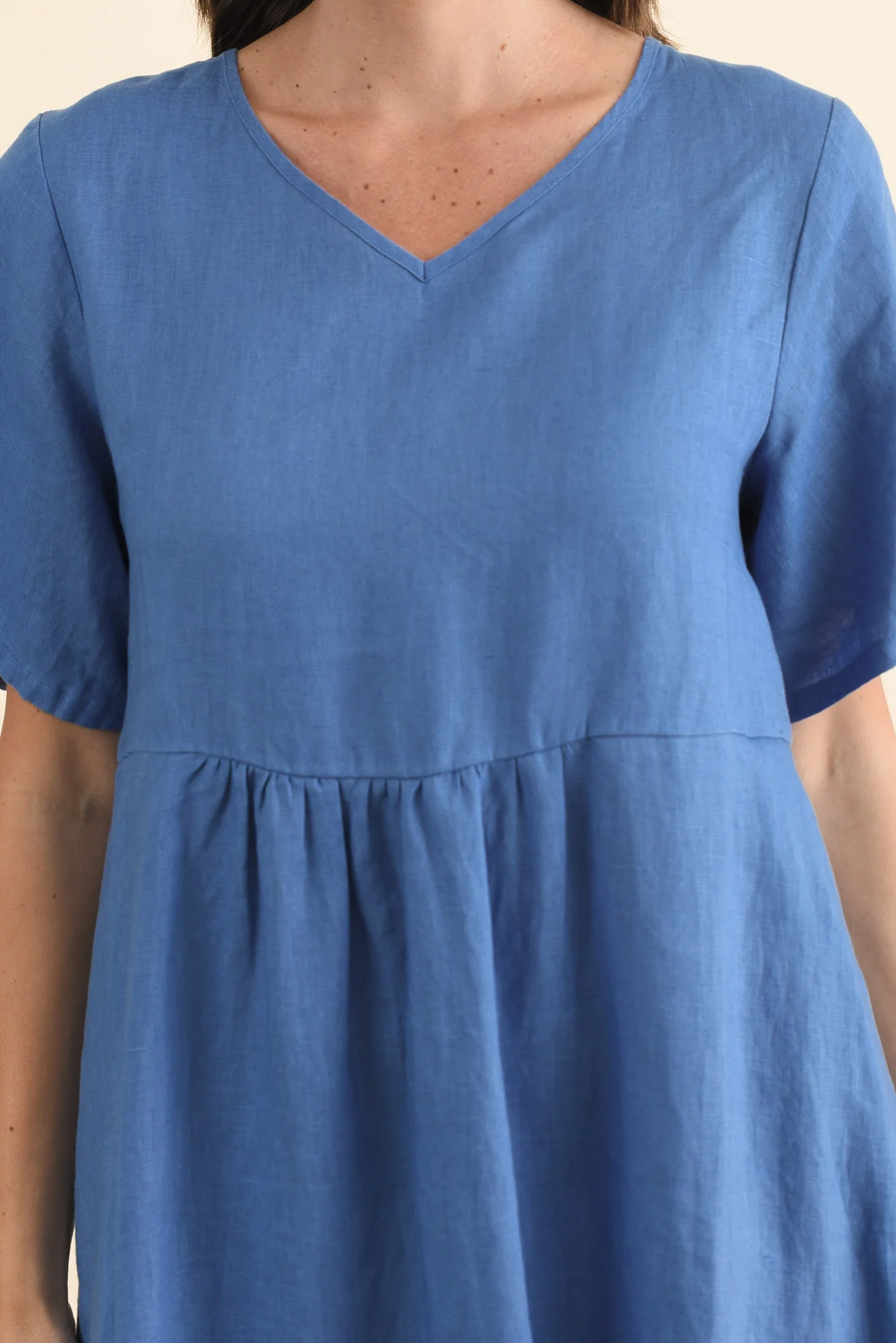 Miller Blue Linen Tiered Dress - Image 6