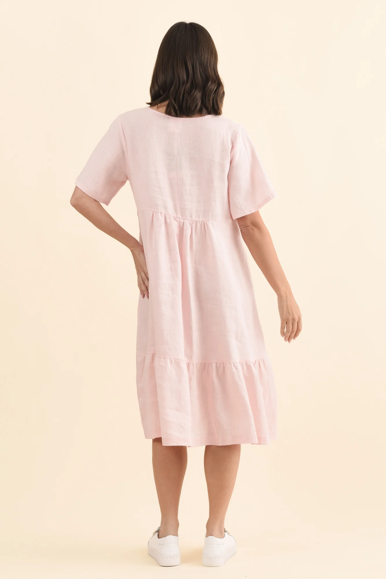 Miller Blush Linen Tiered Dress - Image 5