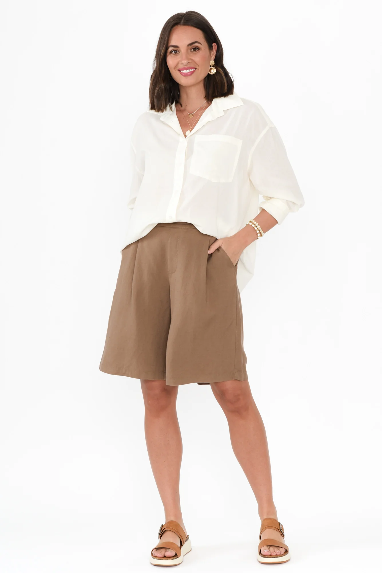 Minette Mocha Pocket Shorts - Image 3