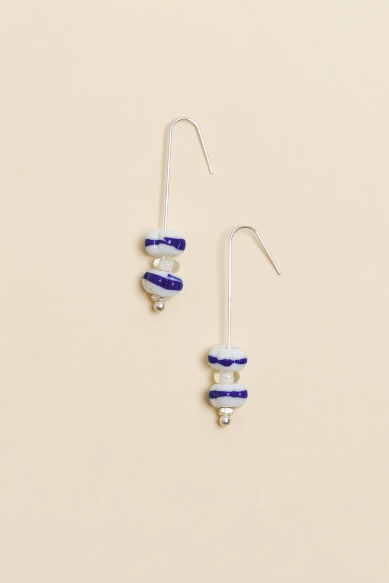 Mira Blue Glass Beaded Hook Earrings