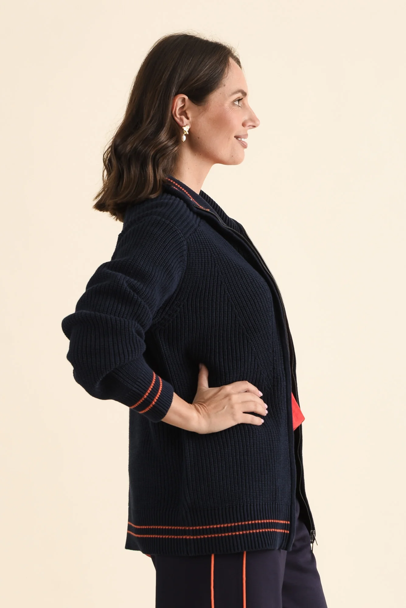 Modern Navy Zip Knit Jumper - Image 3