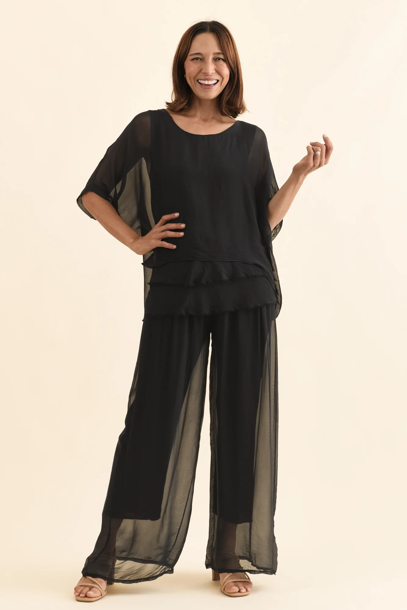 Mora Black Silk Layer Pants - Image 2