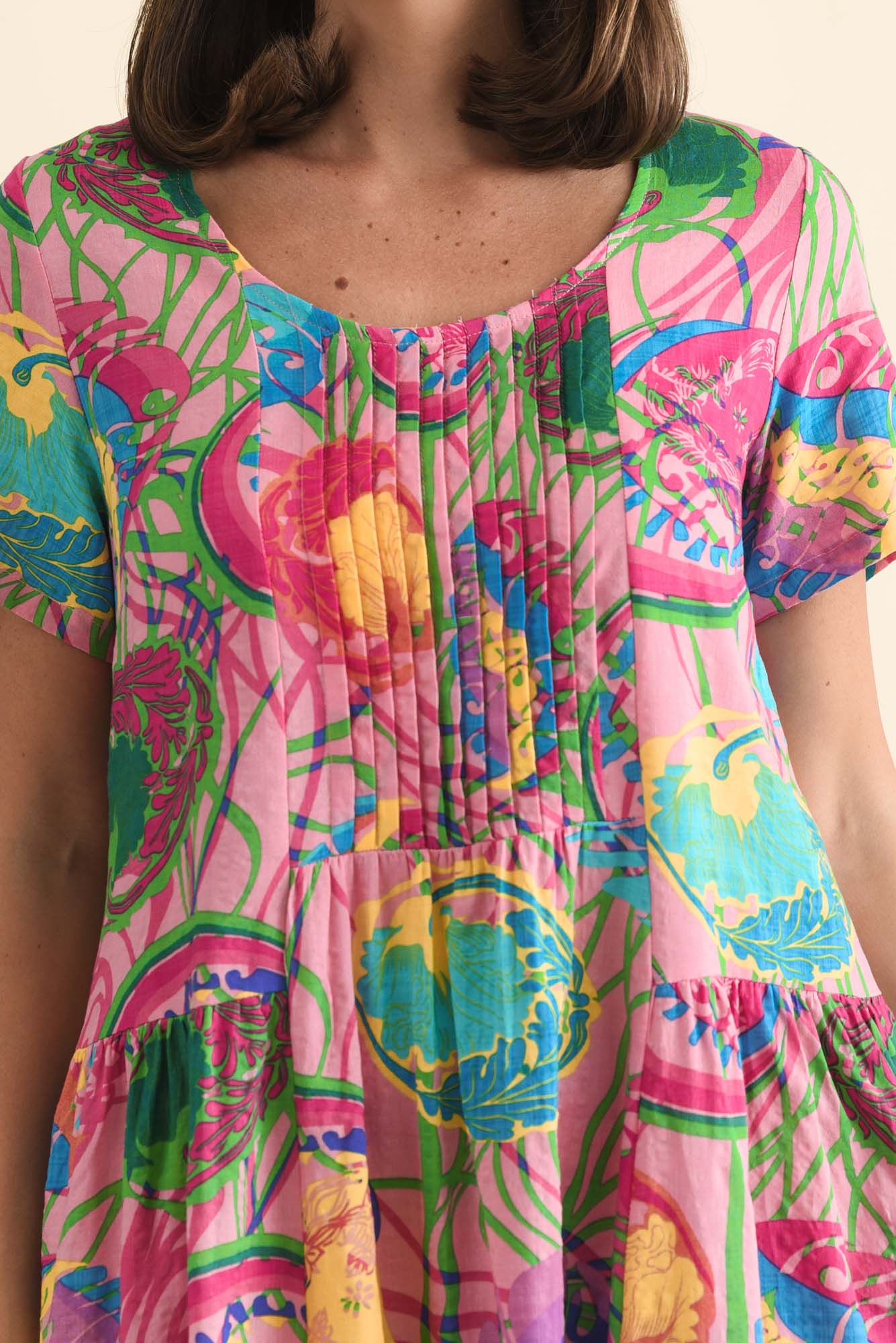 Murano Pink Tropical Cotton Dress - Image 6