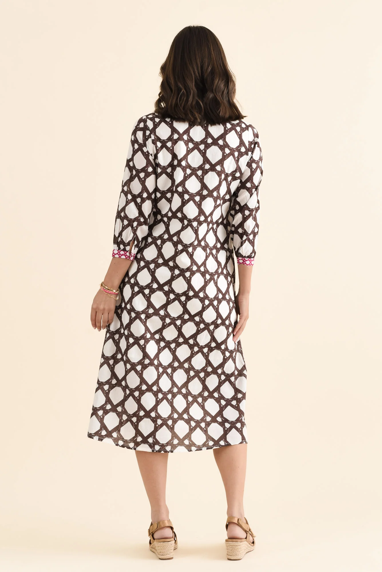 Nagala Chocolate Geo Cotton Tie Dress - Image 4