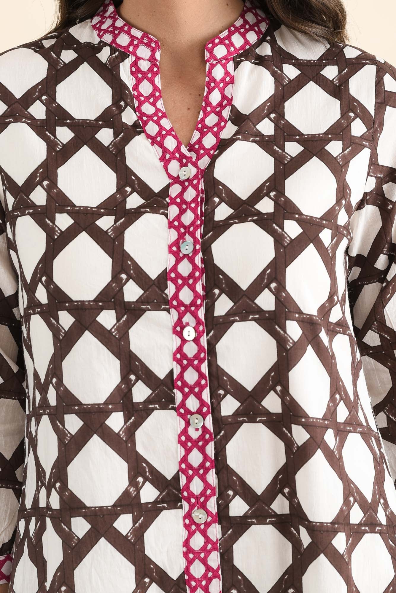 Nagala Chocolate Geo Cotton Tie Dress - Image 5