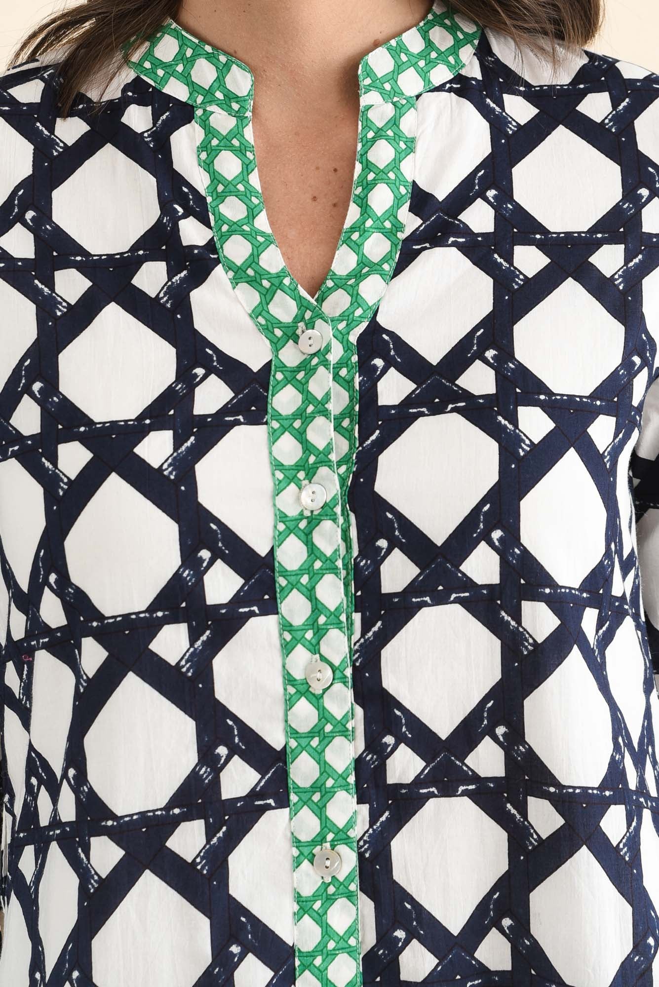 Nagala Navy Geo Cotton Tie Dress - Image 5