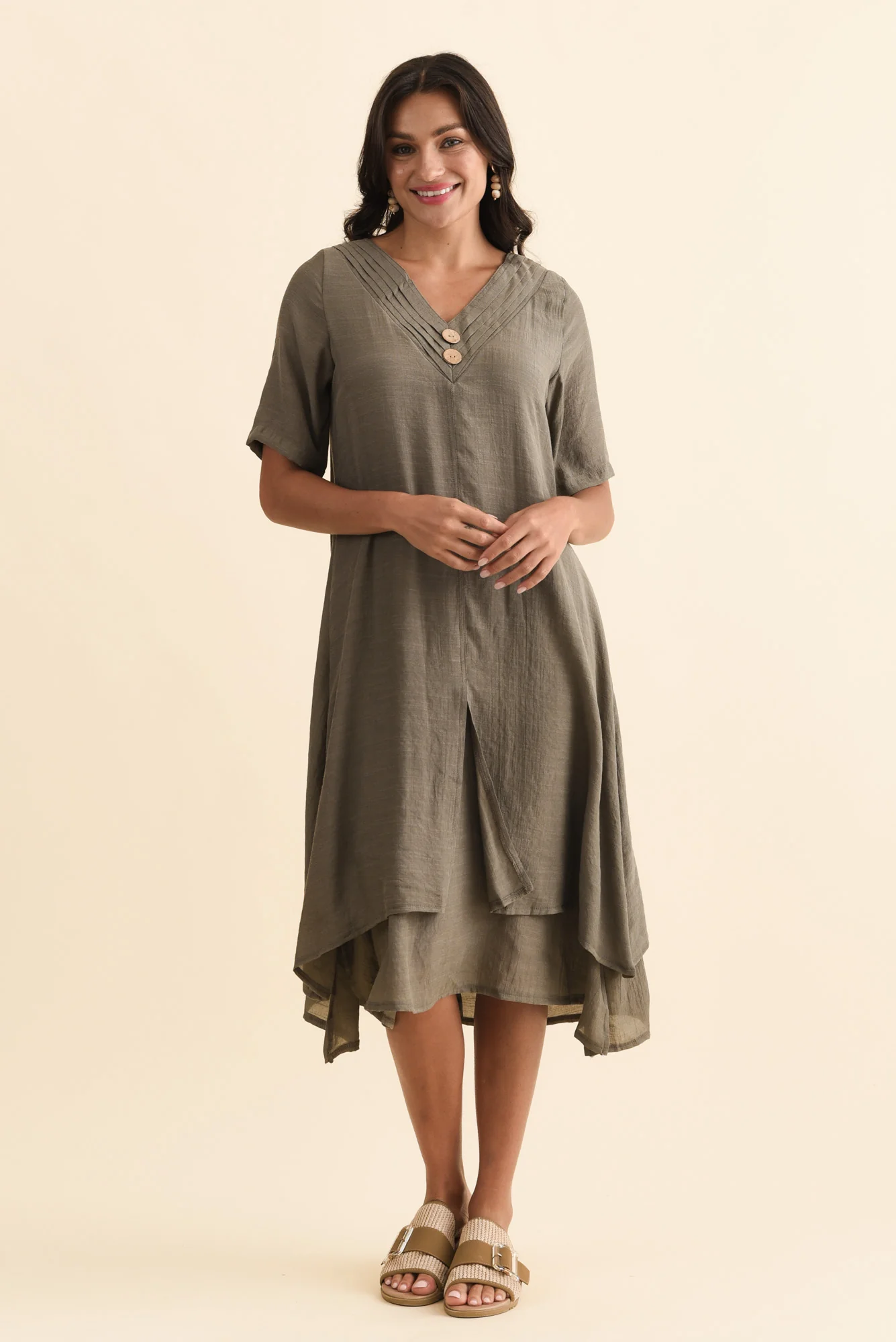 Nala Khaki Layers Dress - Image 2