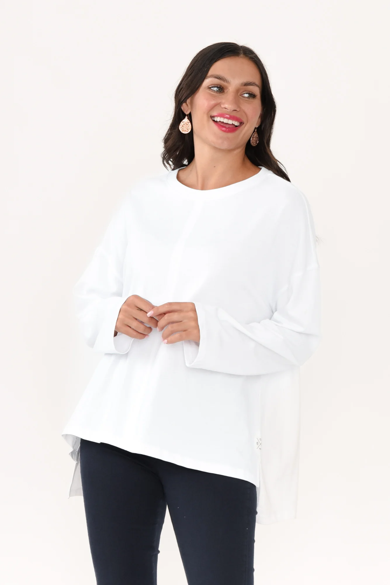Naomi White Cotton Sweatshirt