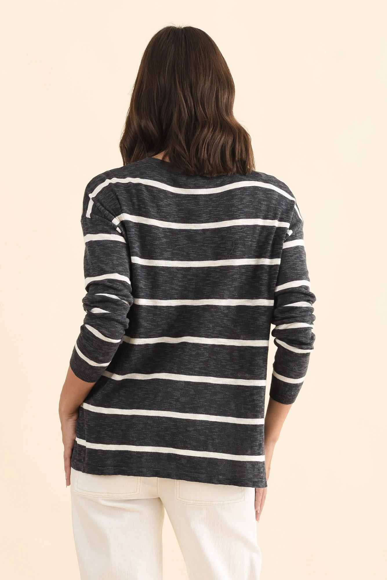 Natasha Charcoal Stripe Knit Top - Image 4