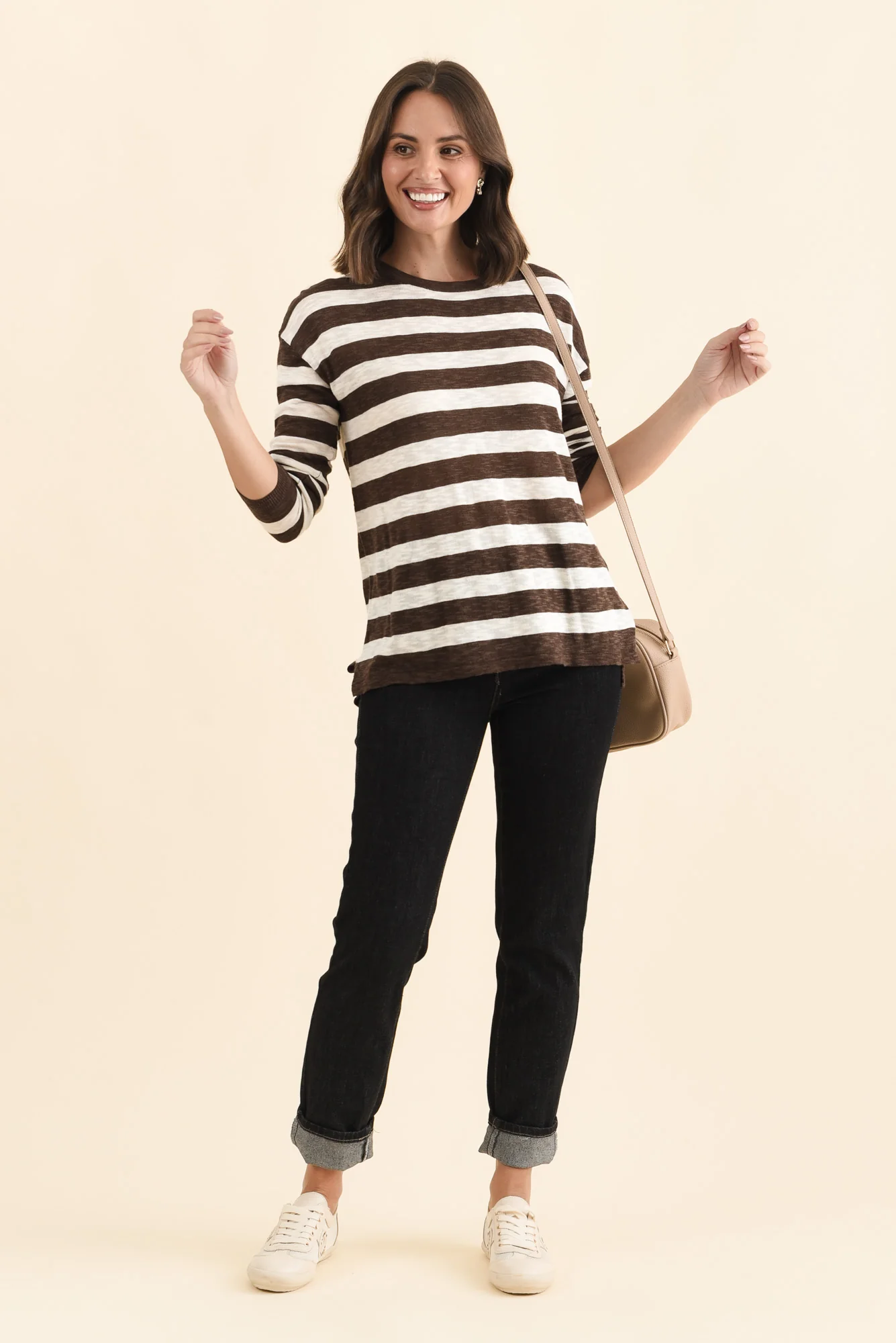 Natasha Chocolate Stripe Knit Top - Image 2
