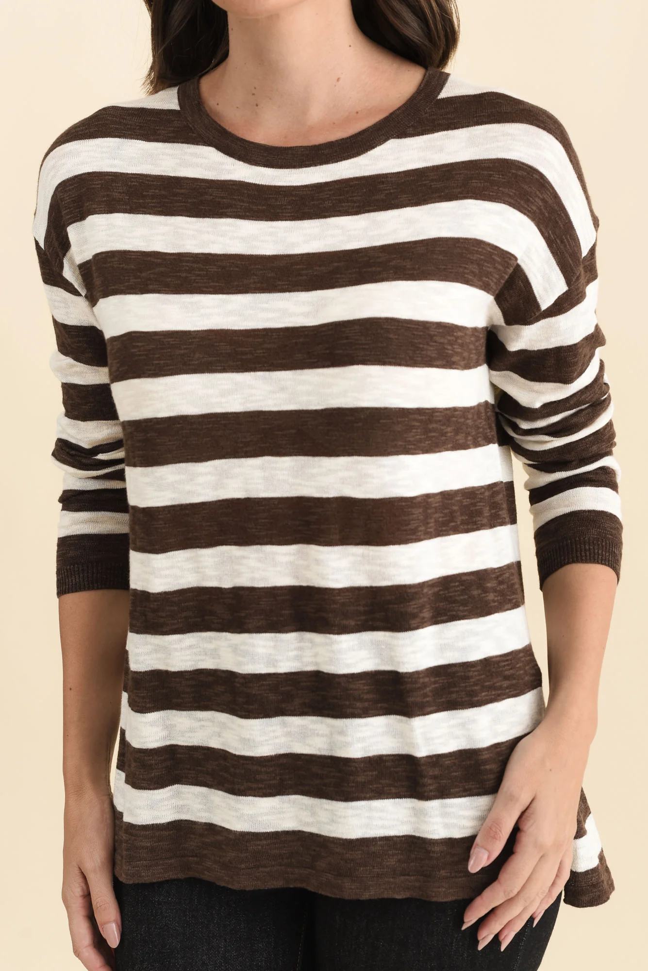 Natasha Chocolate Stripe Knit Top - Image 5