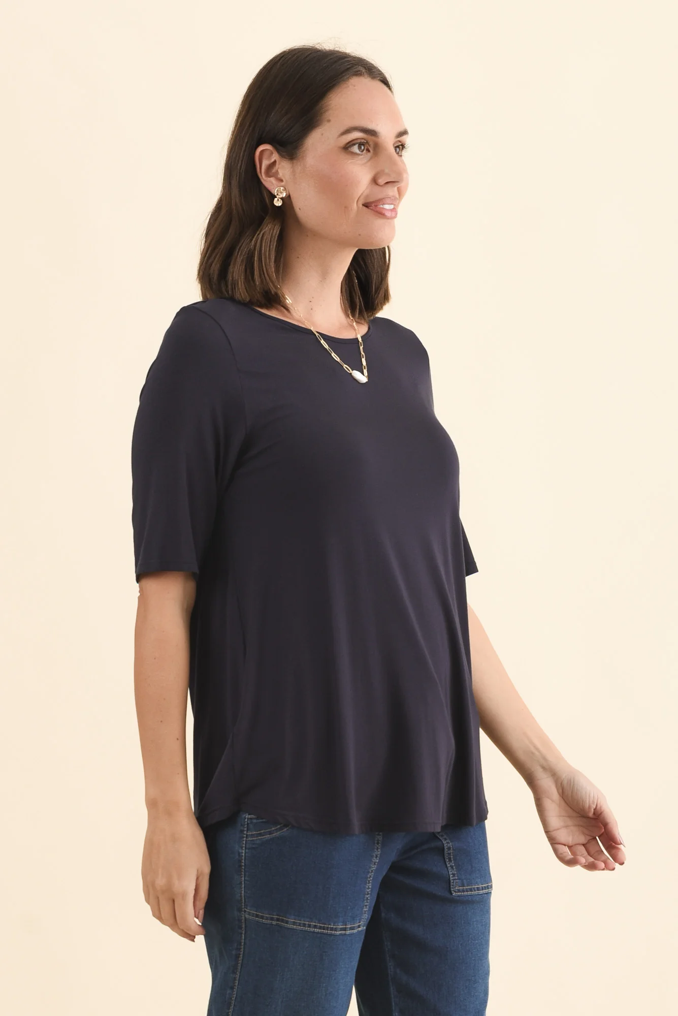 Buttery Navy Half Sleeve Top - Image 3