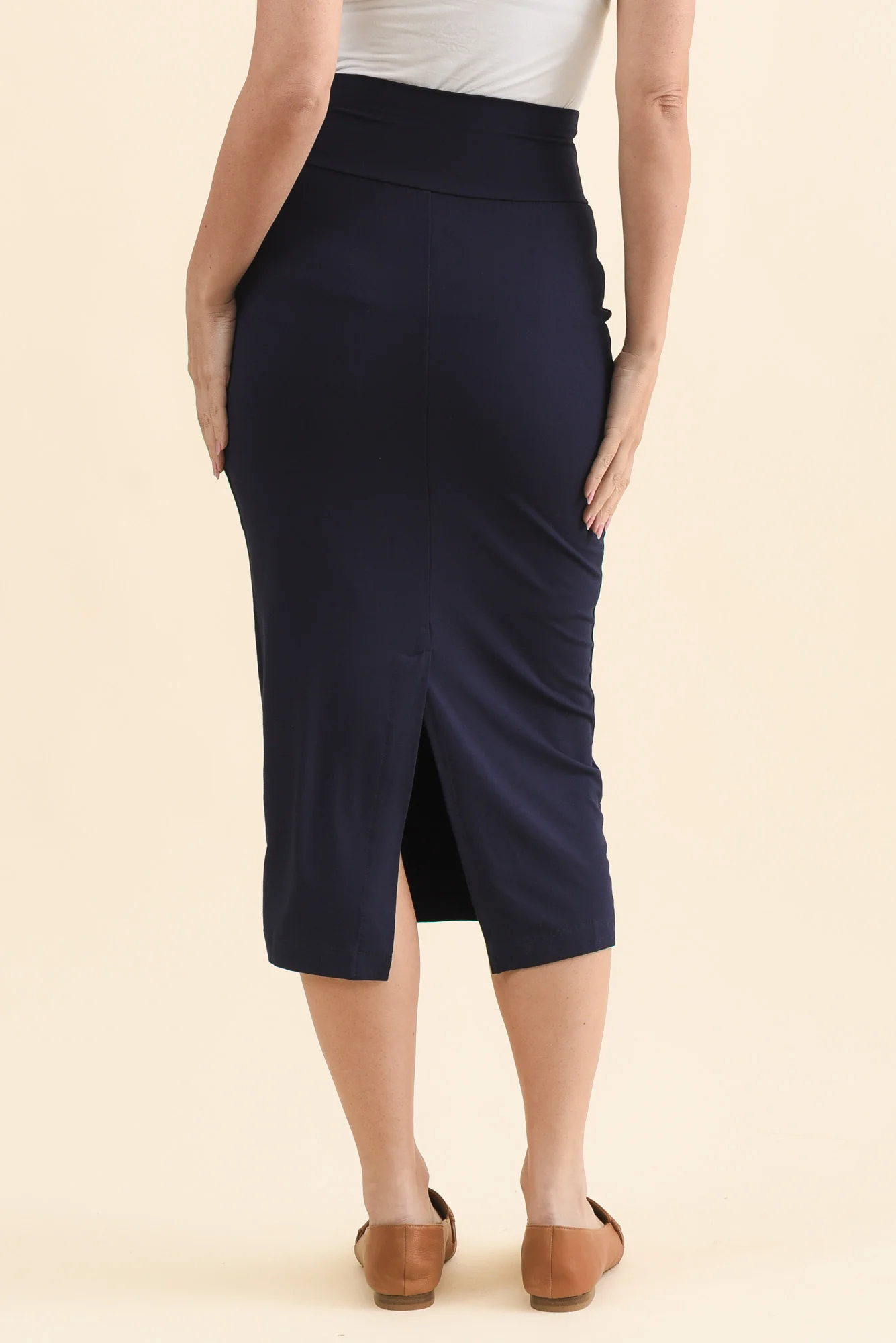 Navy Bamboo Maxi Tube Skirt - Image 4