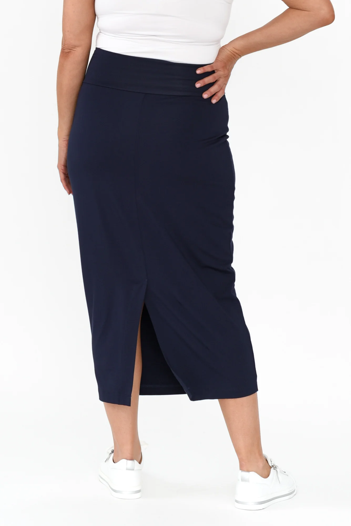 Navy Bamboo Maxi Tube Skirt - Image 9