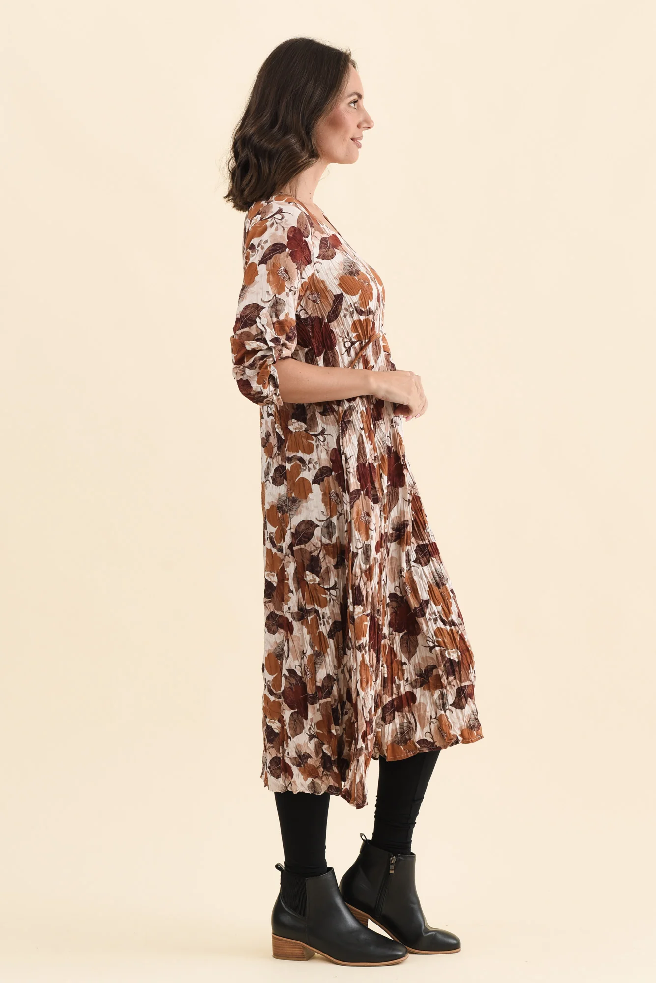 Nessa Brown Flower Crescent Dress - Image 4