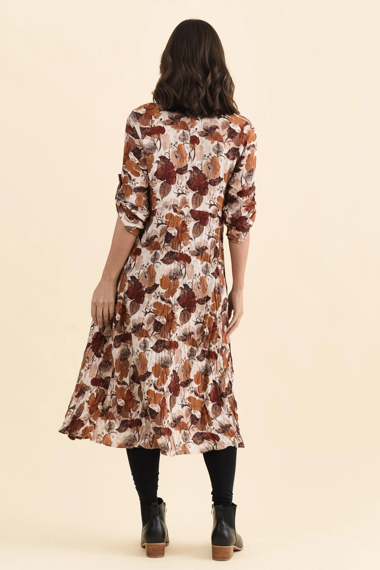 Nessa Brown Flower Crescent Dress - Image 5