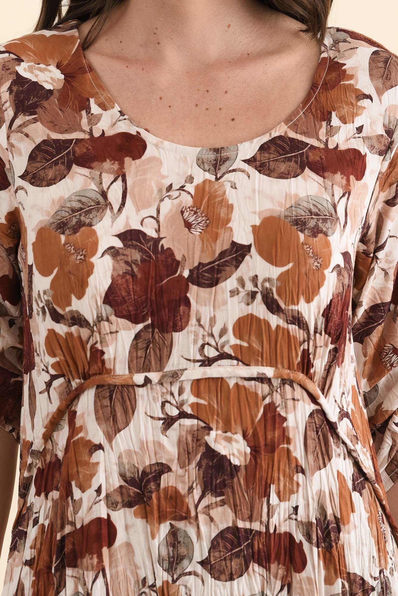 Nessa Brown Flower Crescent Dress - Image 6