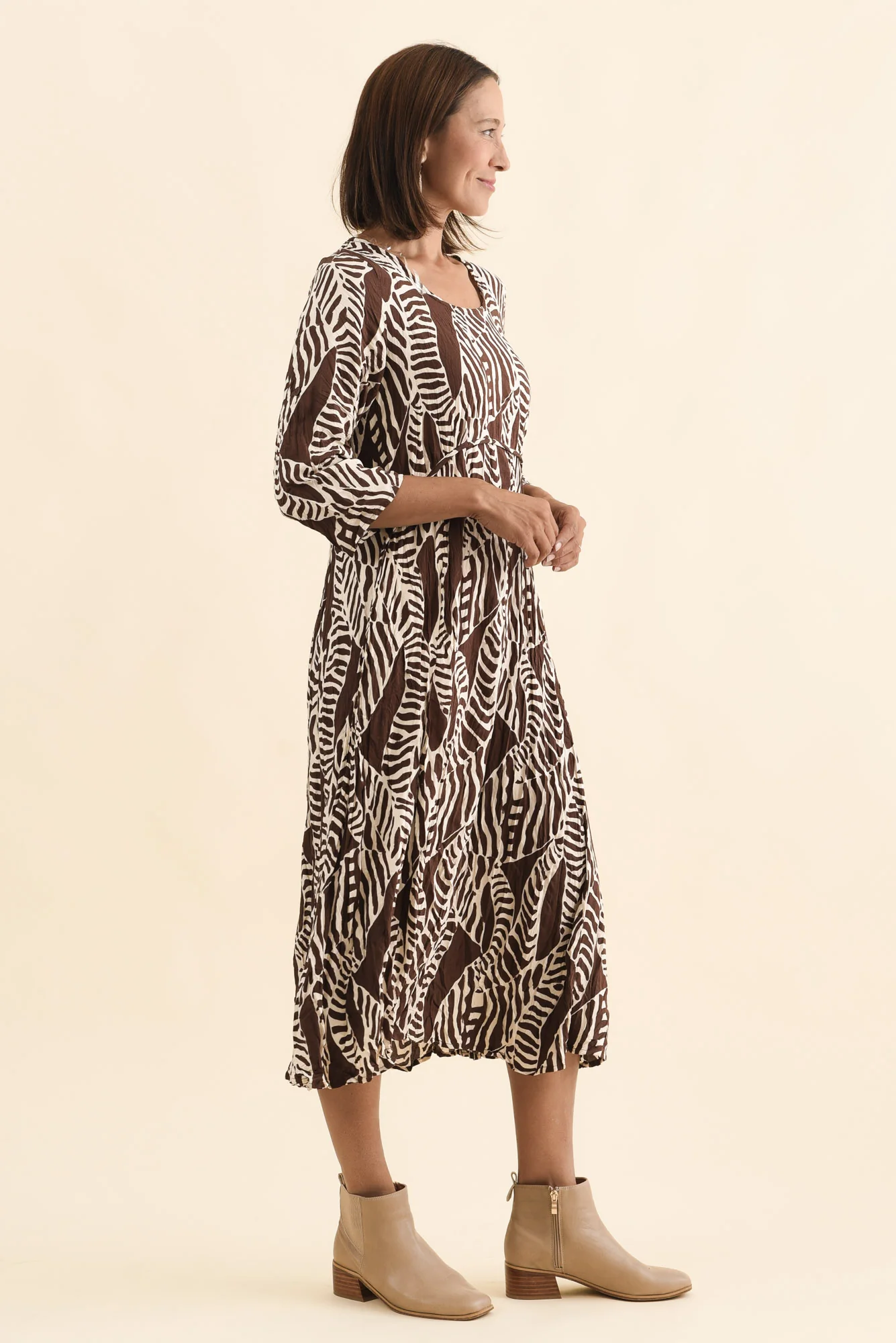Nessa Brown Leaf Crescent Dress - Image 4