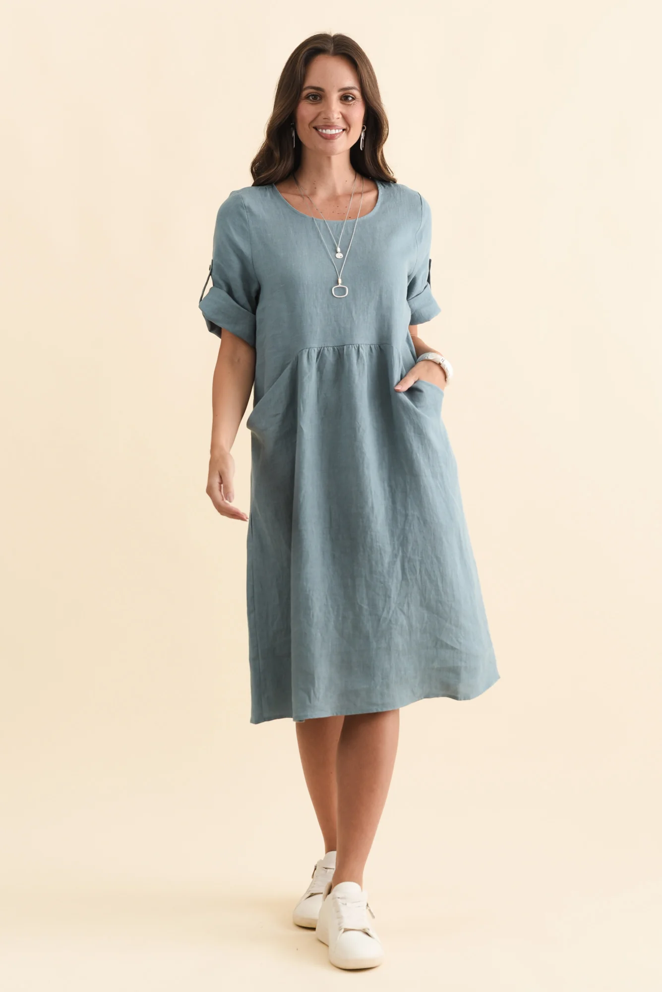 Nolita Steel Linen Pocket Dress - Image 2