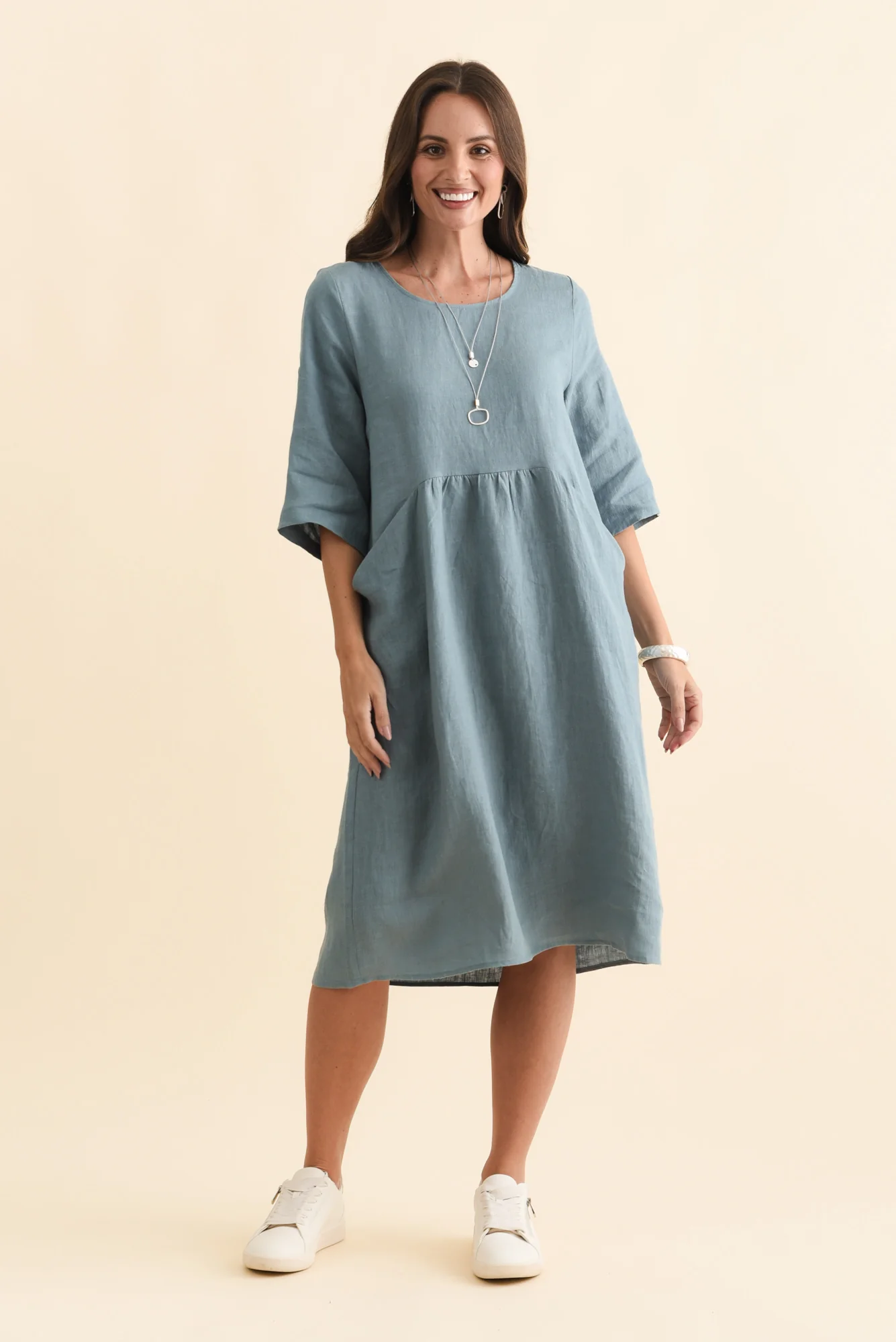 Nolita Steel Linen Pocket Dress - Image 3