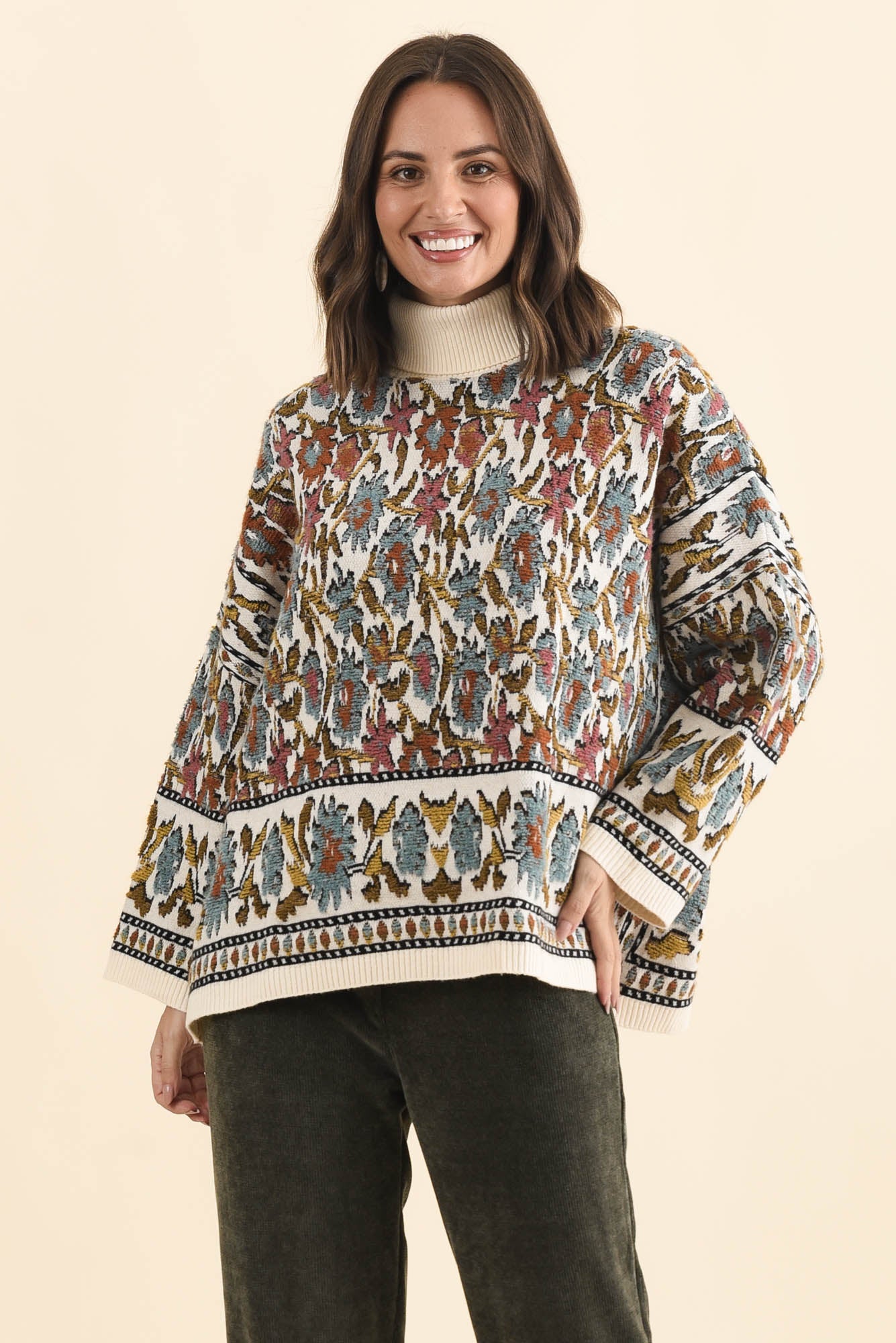 Nordin Cream Motif Knit Jumper
