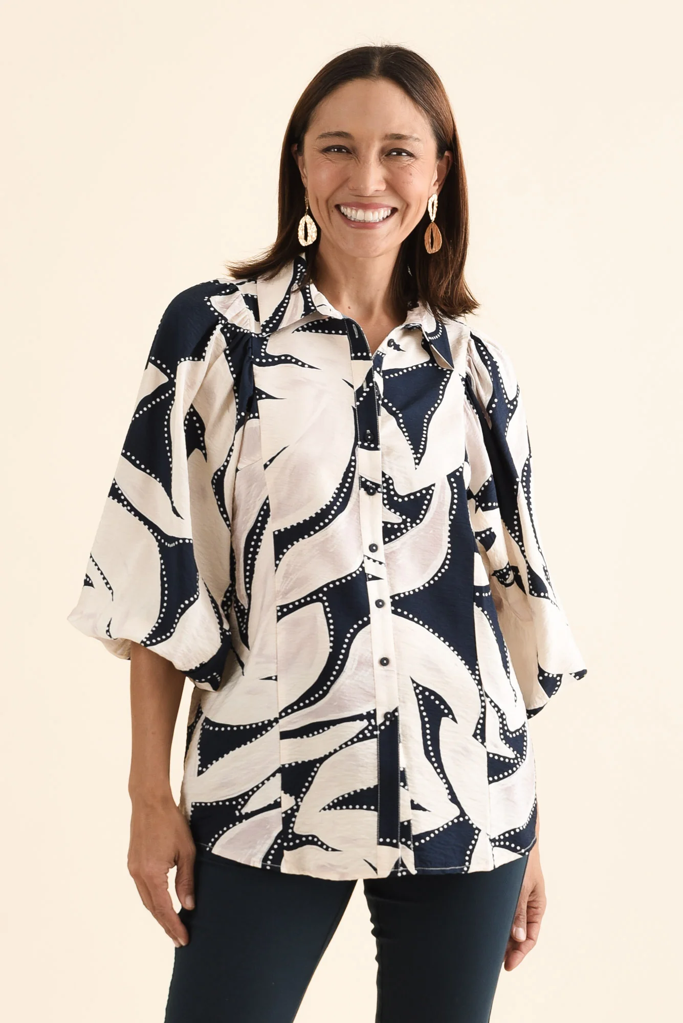 Nova Navy Floral Collared Shirt