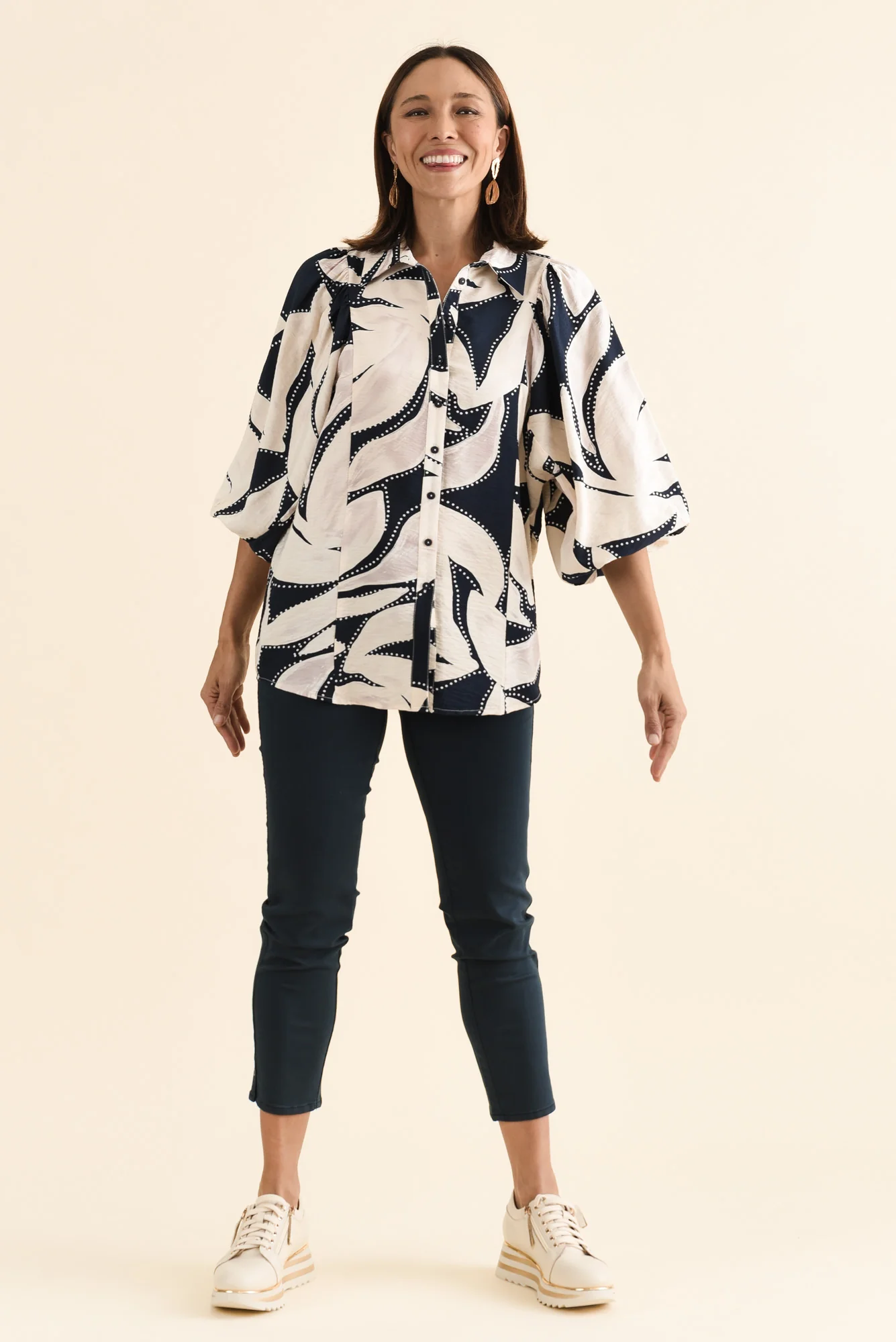 Nova Navy Floral Collared Shirt - Image 2