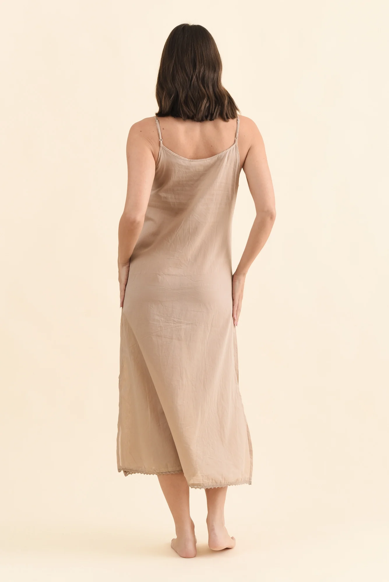 Nude Cotton Maxi Slip Dress - Image 4