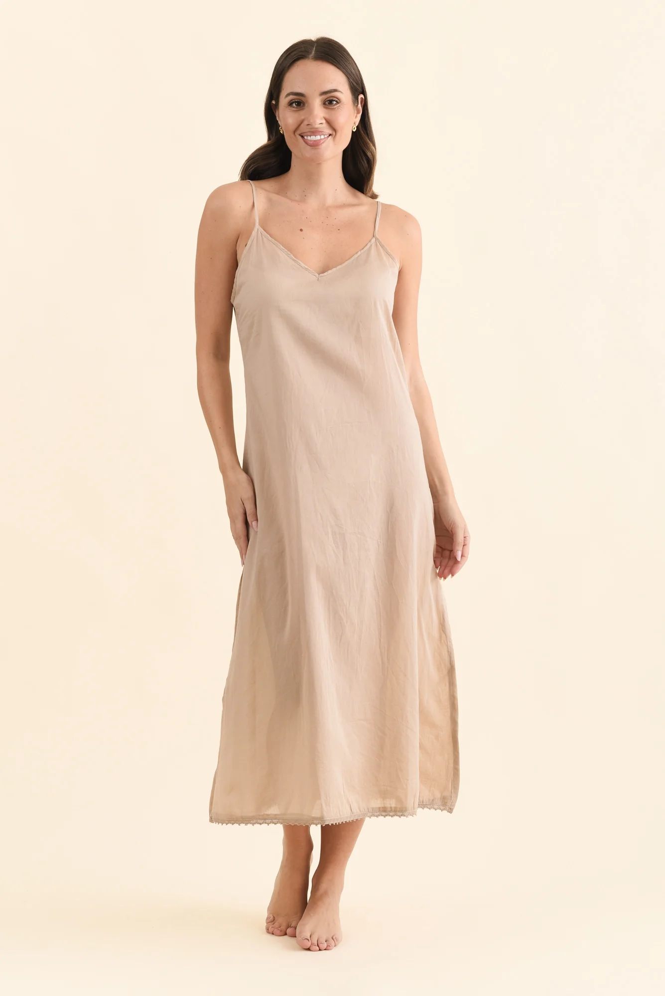 Nude Cotton Maxi Slip Dress - Image 6