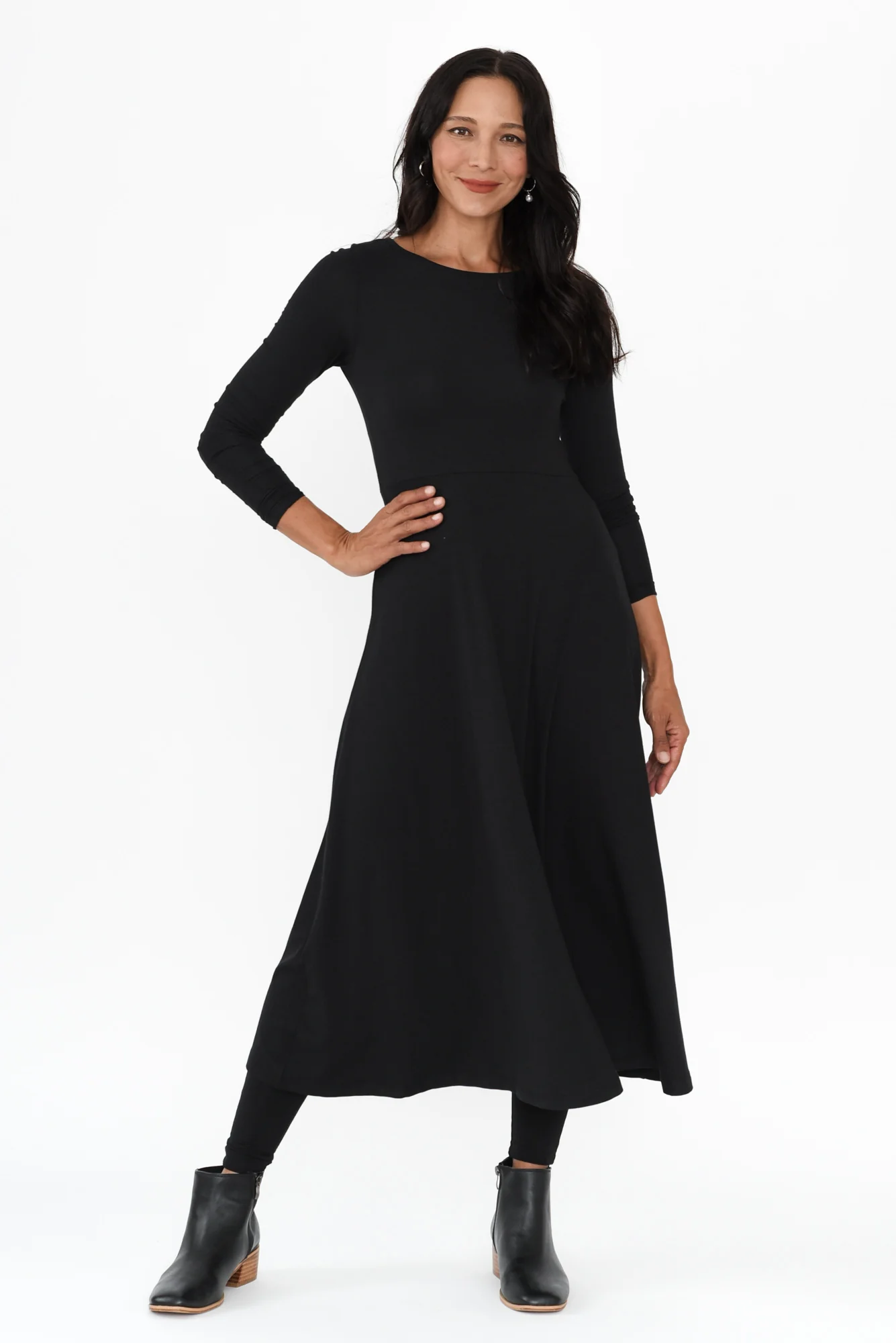 Olivia Black Bamboo Sleeved Dress - Image 2