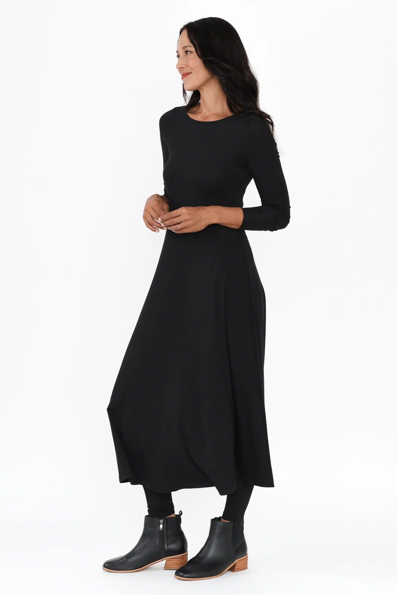 Olivia Black Bamboo Sleeved Dress - Image 4
