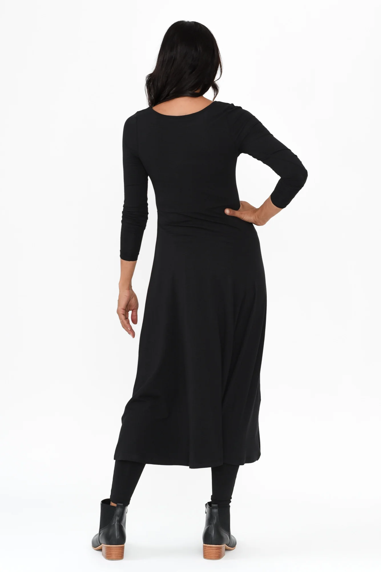 Olivia Black Bamboo Sleeved Dress - Image 5