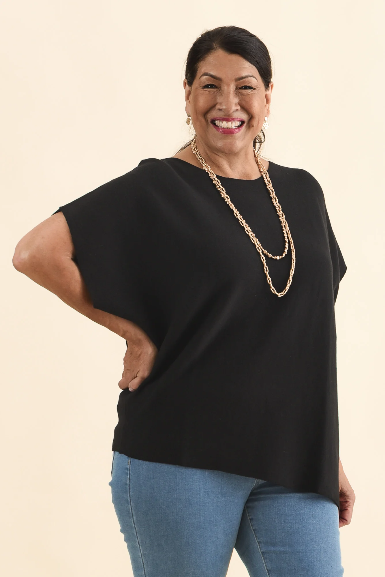 Petra Black Cotton Blend Knit Top - Image 7