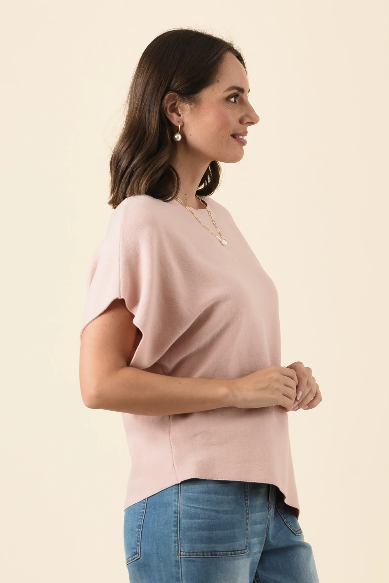 Petra Blush Cotton Blend Knit Top - Image 4