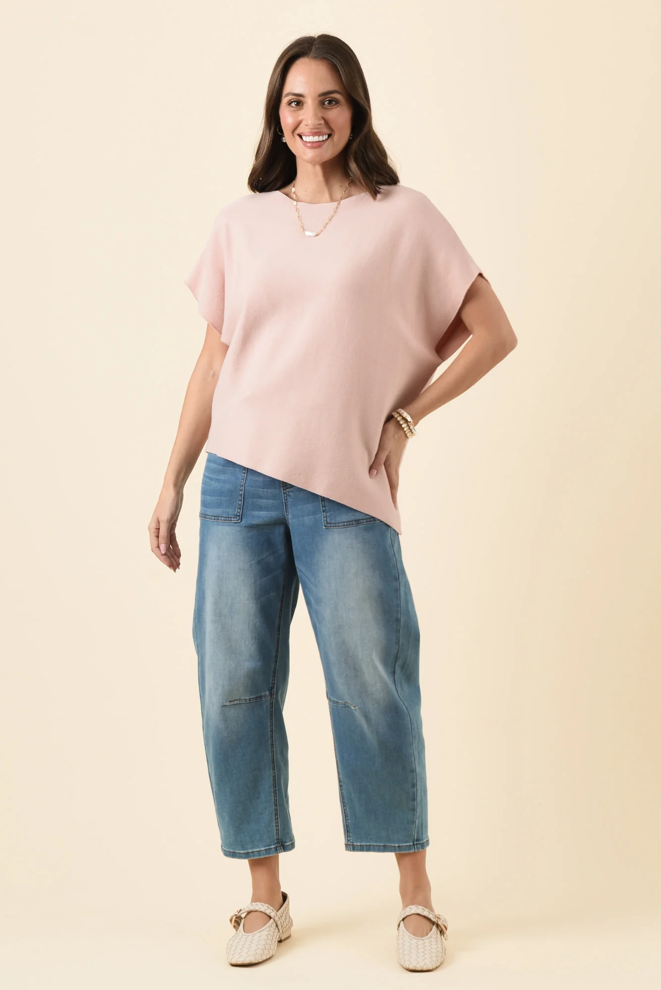 Petra Blush Cotton Blend Knit Top - Image 7