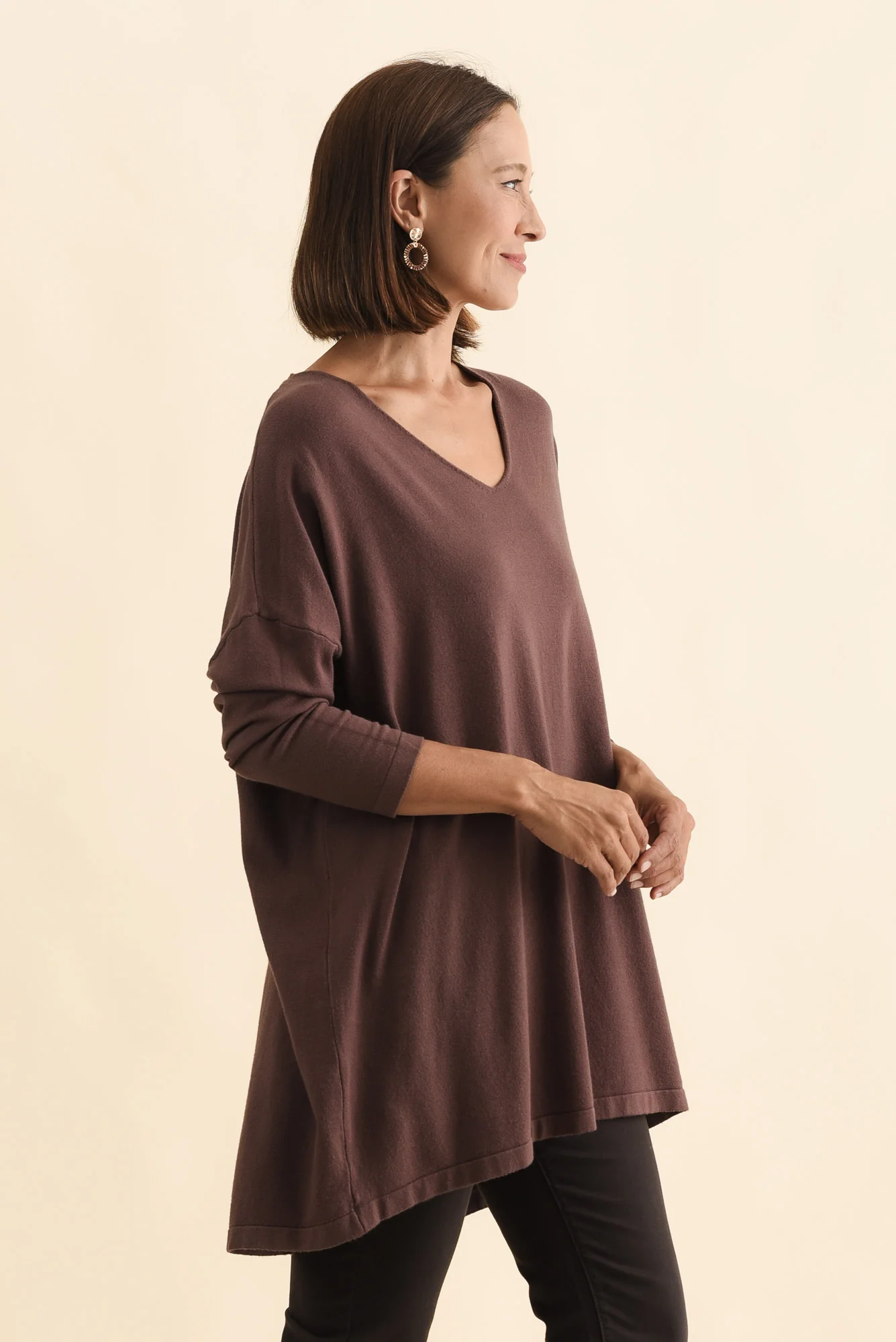 Piper Brown V Neck Knit Jumper - Image 4