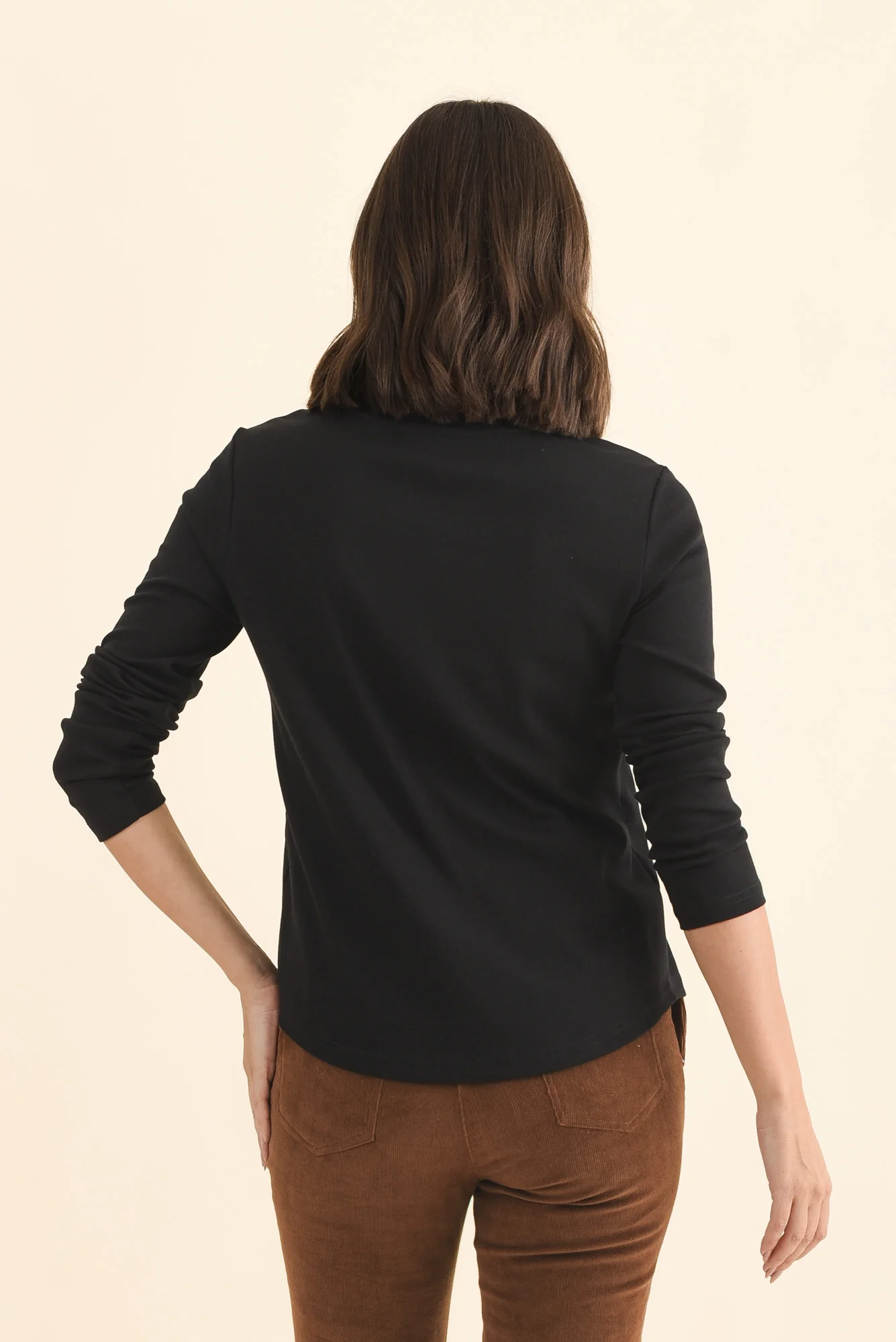 Porter Black Cotton Long Sleeve Top - Image 4
