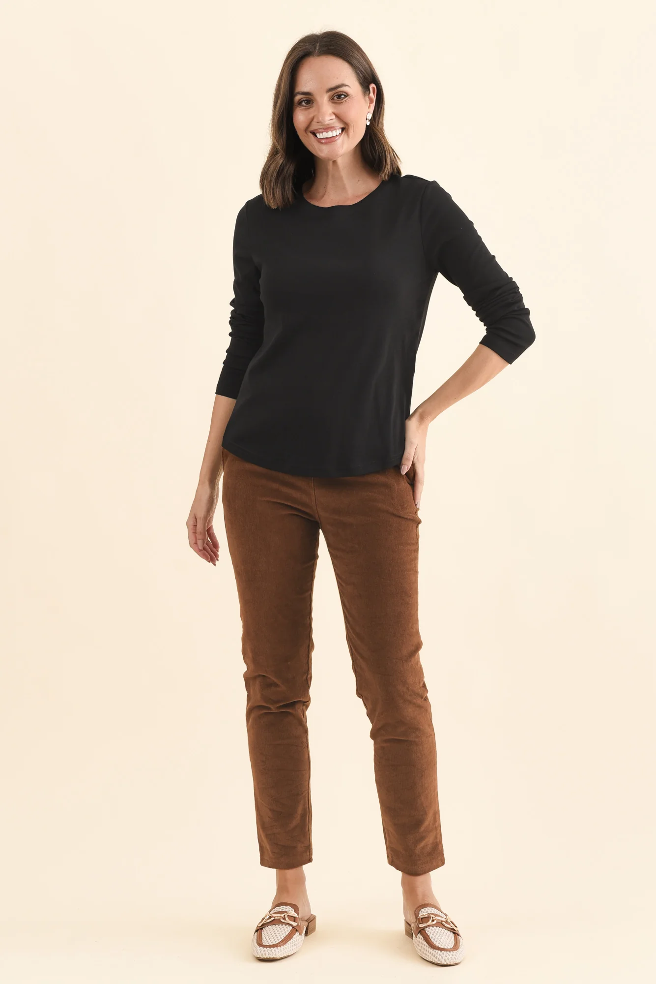 Porter Black Cotton Long Sleeve Top - Image 6
