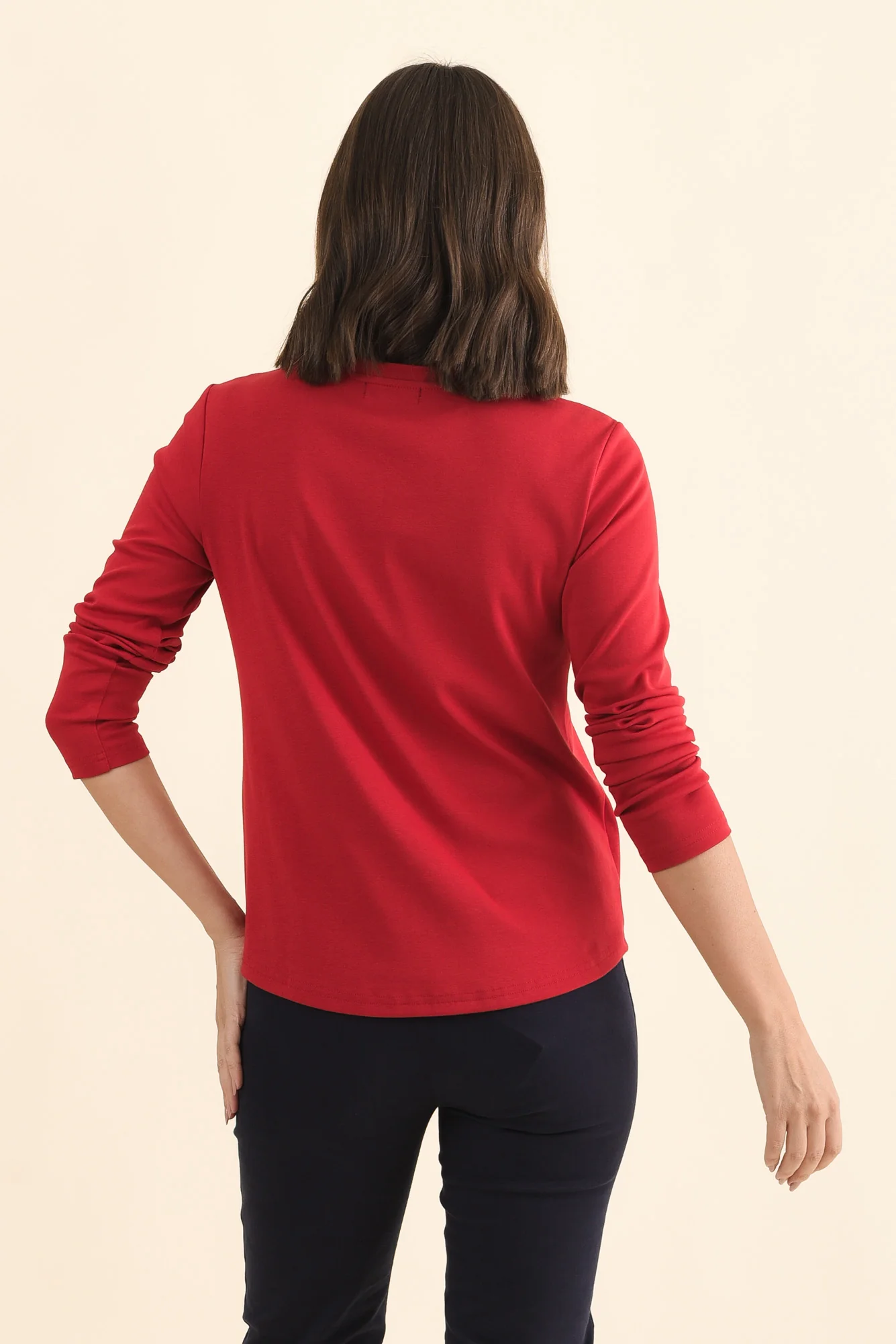Porter Red Cotton Long Sleeve Top - Image 5