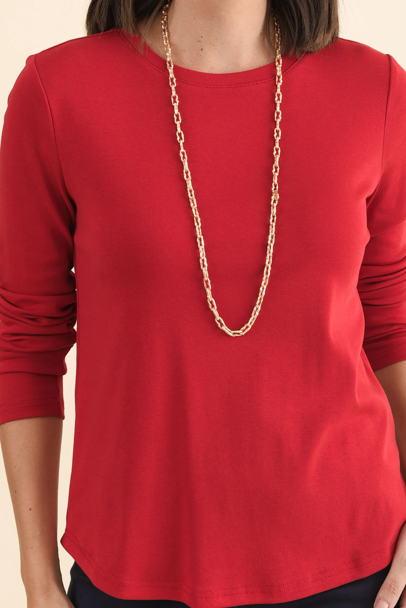 Porter Red Cotton Long Sleeve Top - Image 6