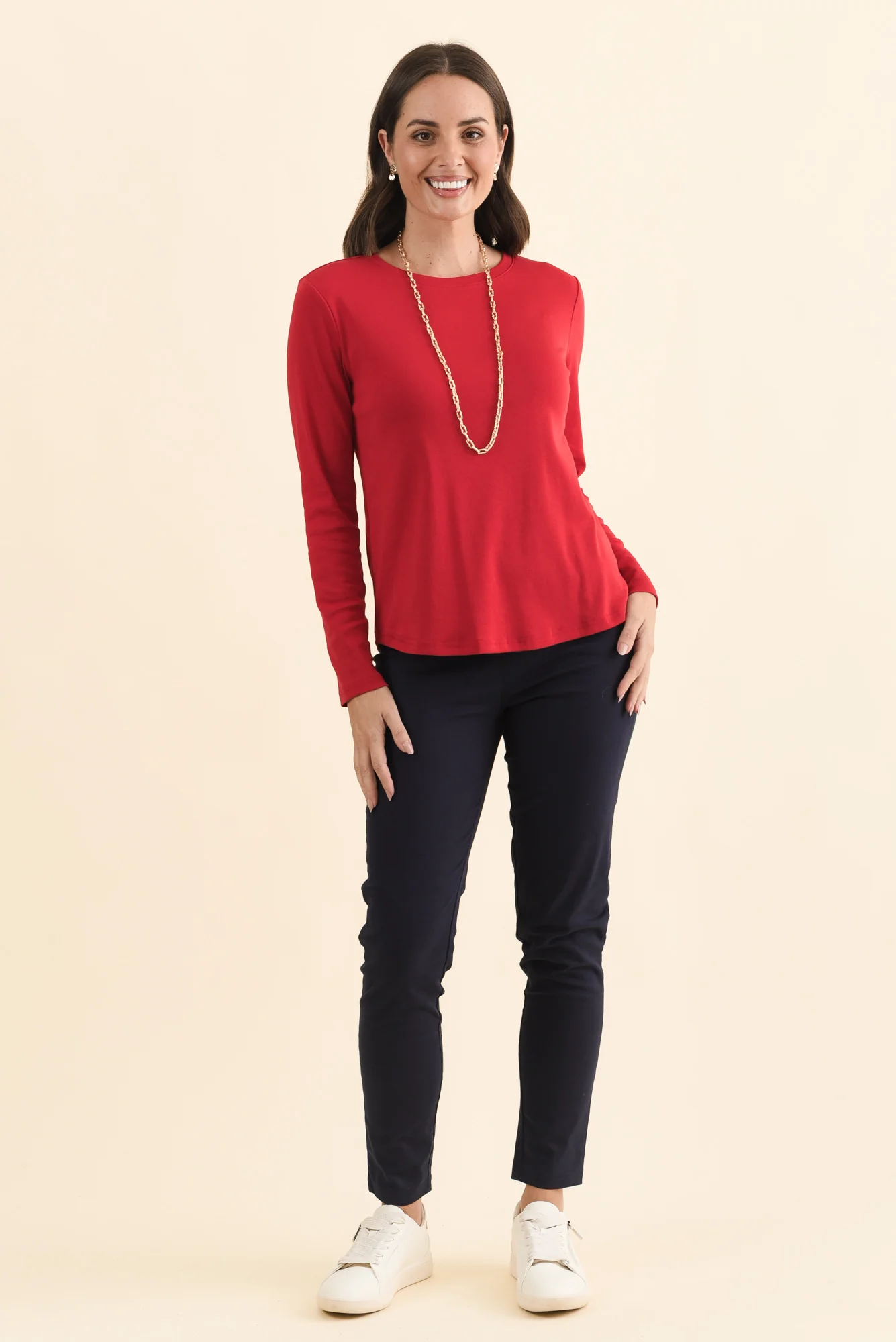 Porter Red Cotton Long Sleeve Top - Image 7