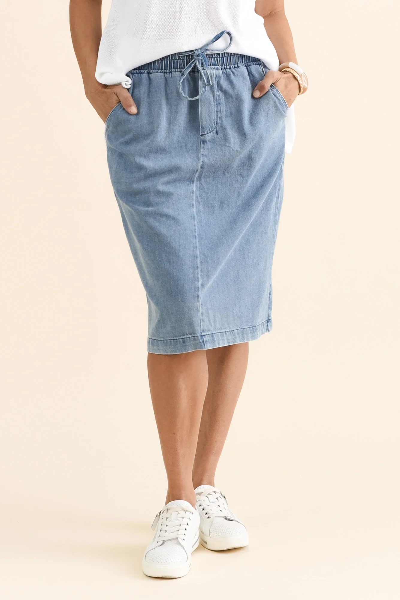 Quinn Blue Denim Drawstring Skirt