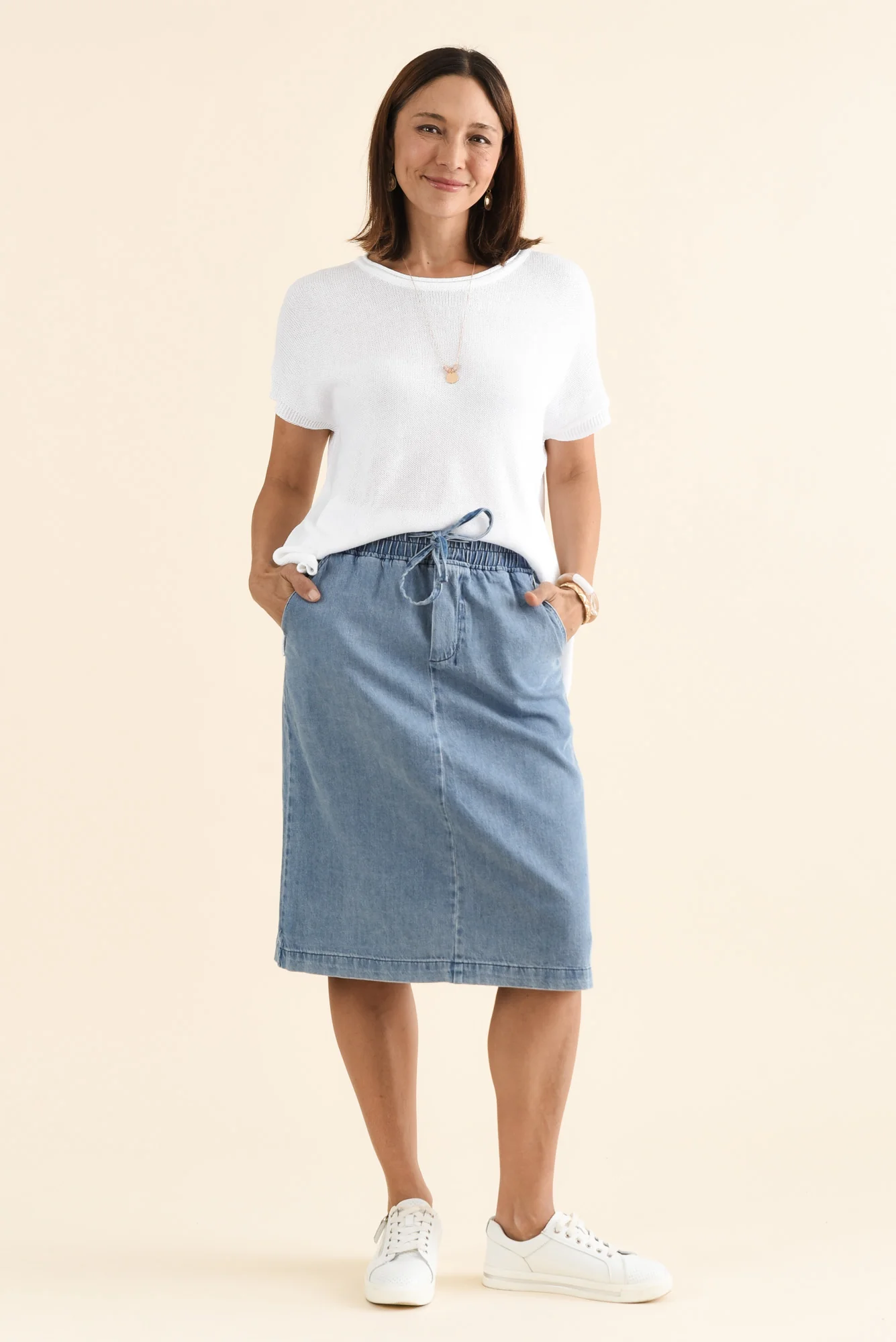 Quinn Blue Denim Drawstring Skirt - Image 2