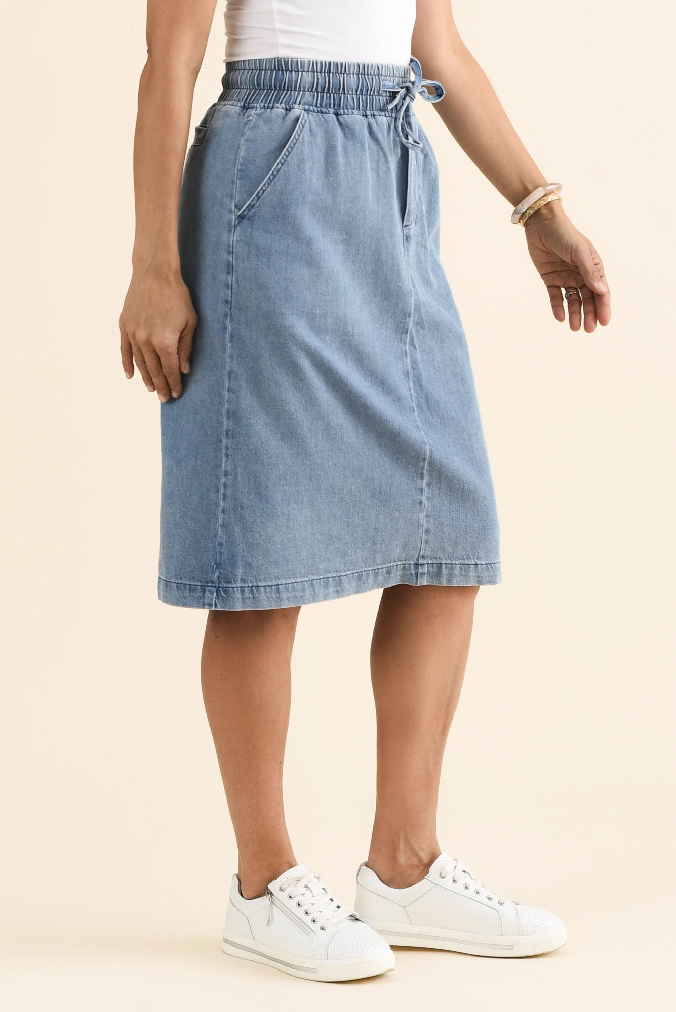 Quinn Blue Denim Drawstring Skirt - Image 3