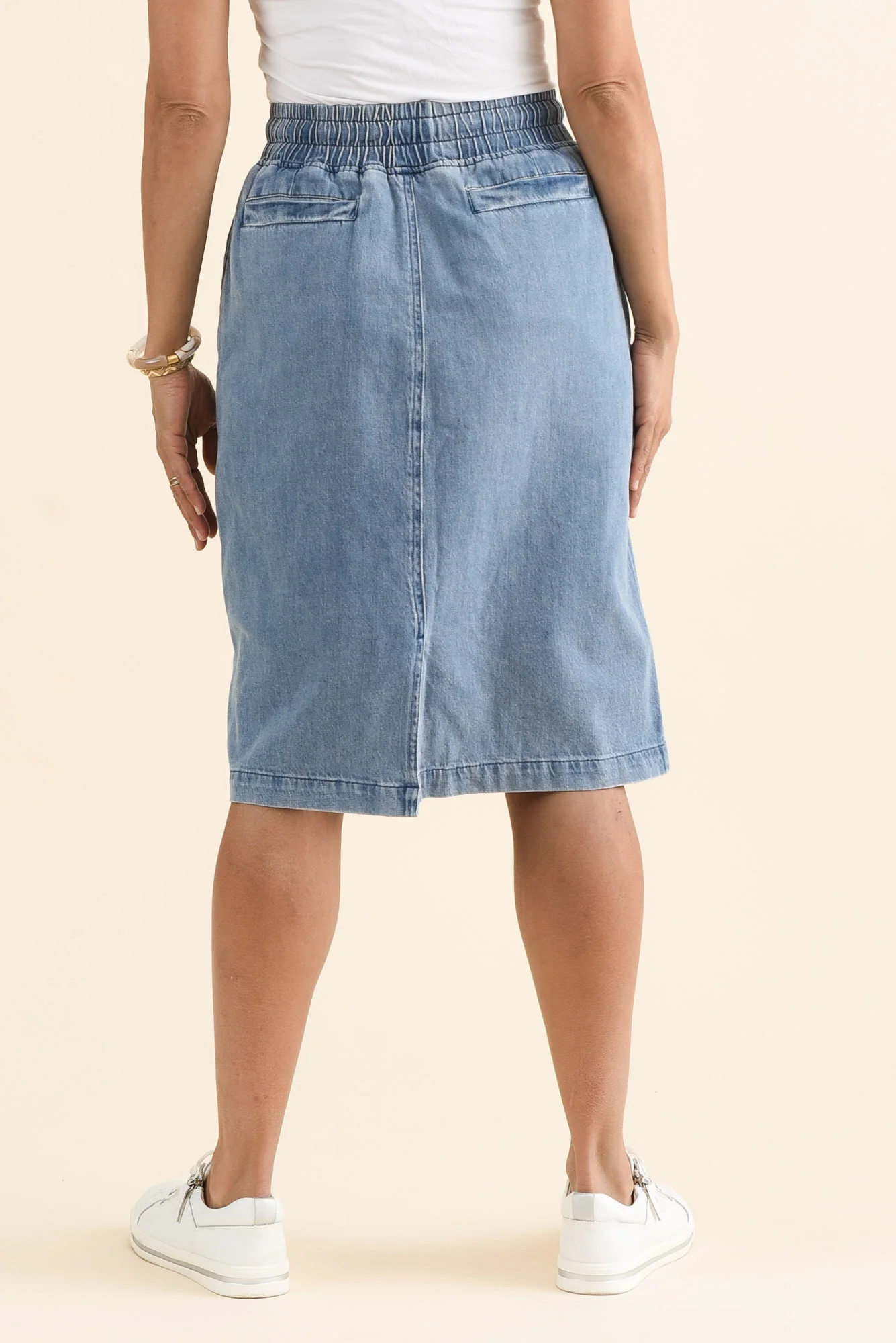 Quinn Blue Denim Drawstring Skirt - Image 4