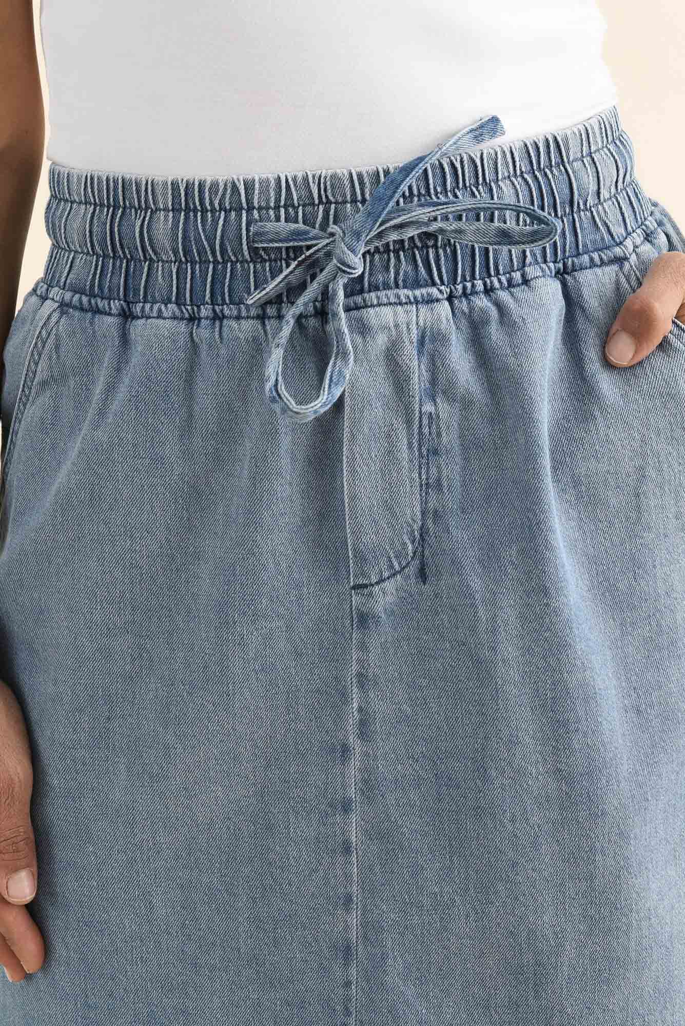 Quinn Blue Denim Drawstring Skirt - Image 5