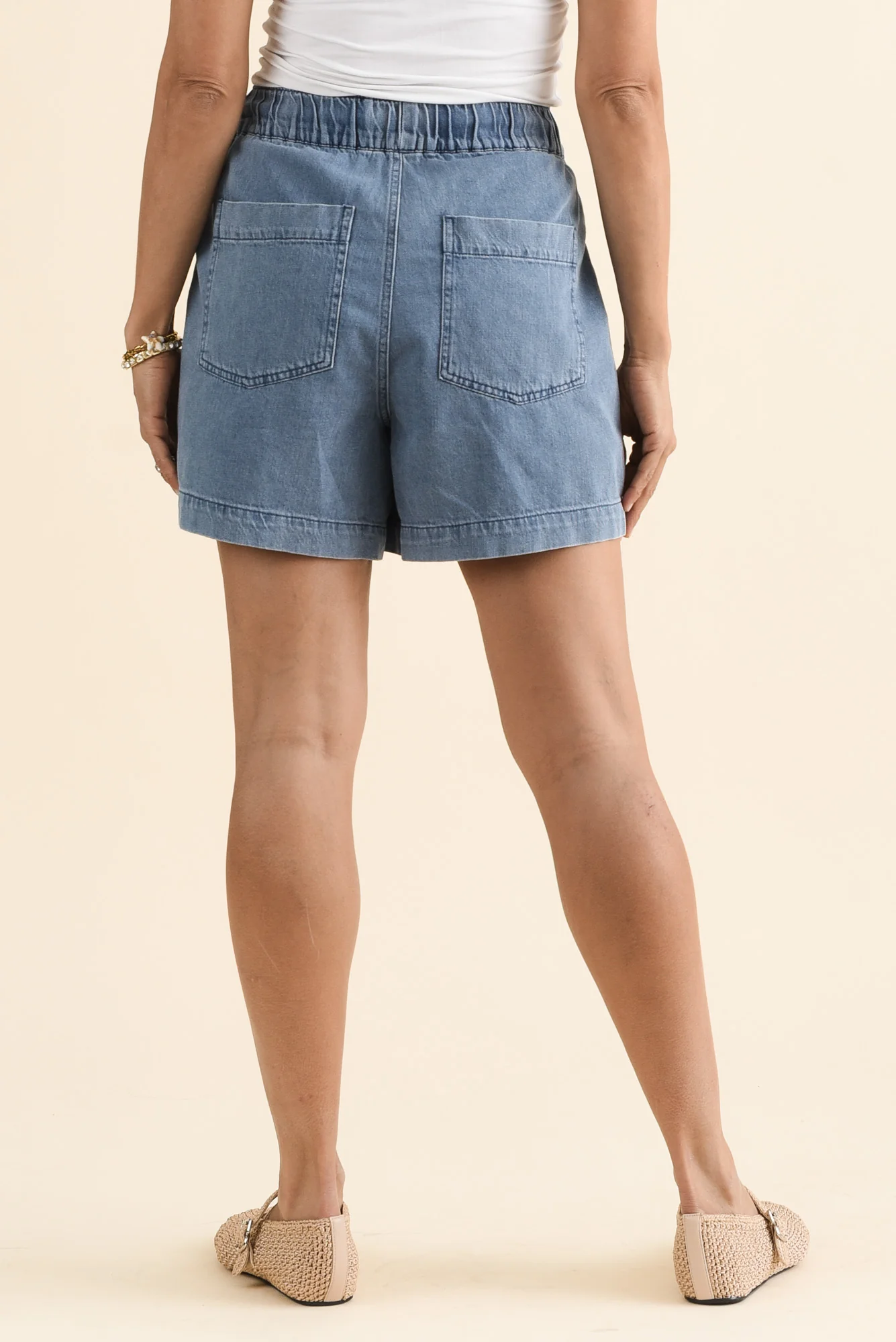 Quinn Blue Denim Pocket Shorts - Image 4