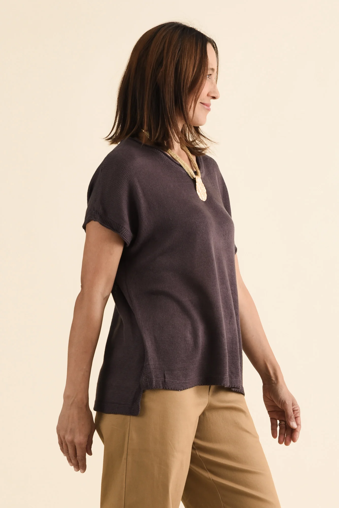 Rawlins Chocolate Cotton Knit Top - Image 3