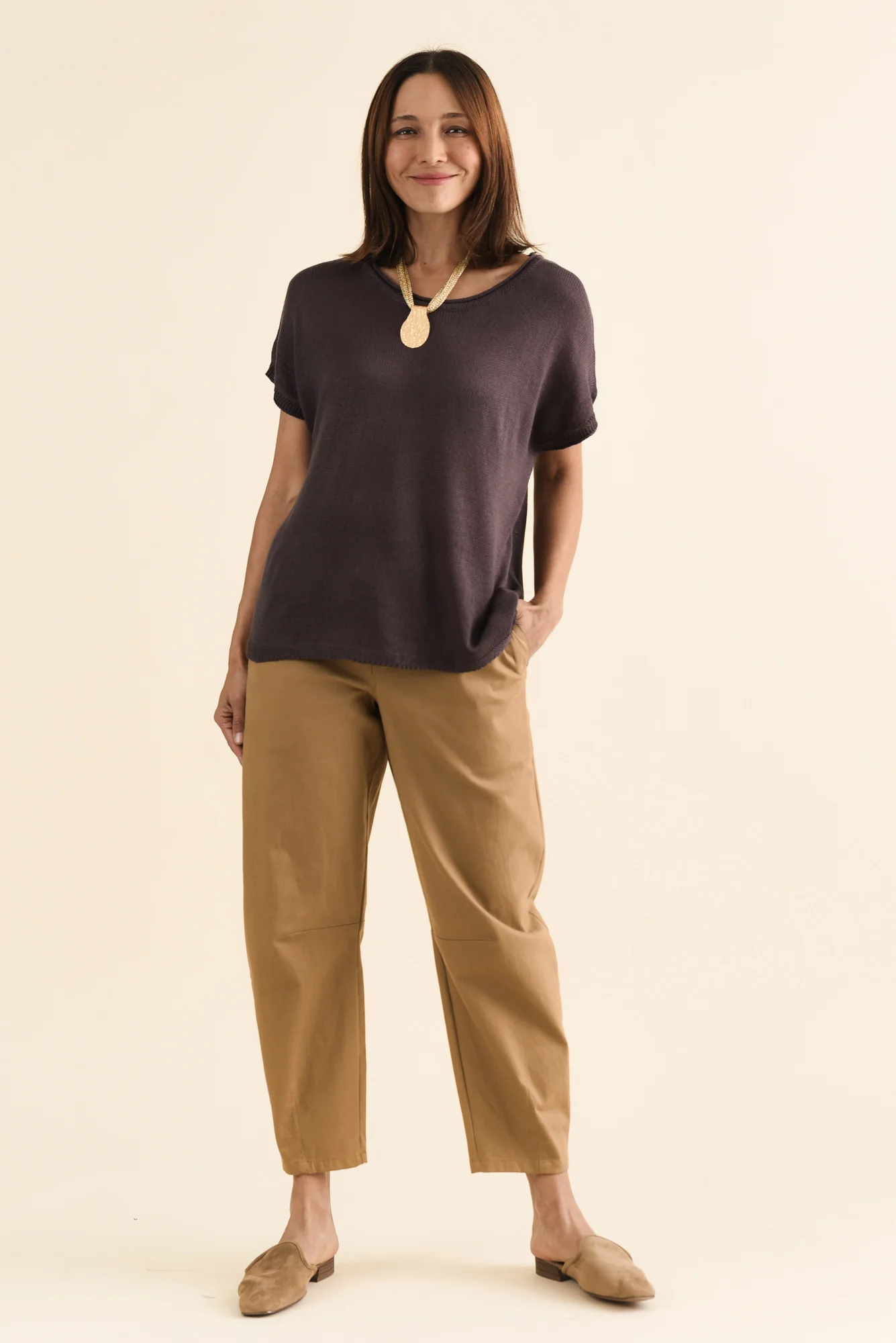 Rawlins Chocolate Cotton Knit Top - Image 6