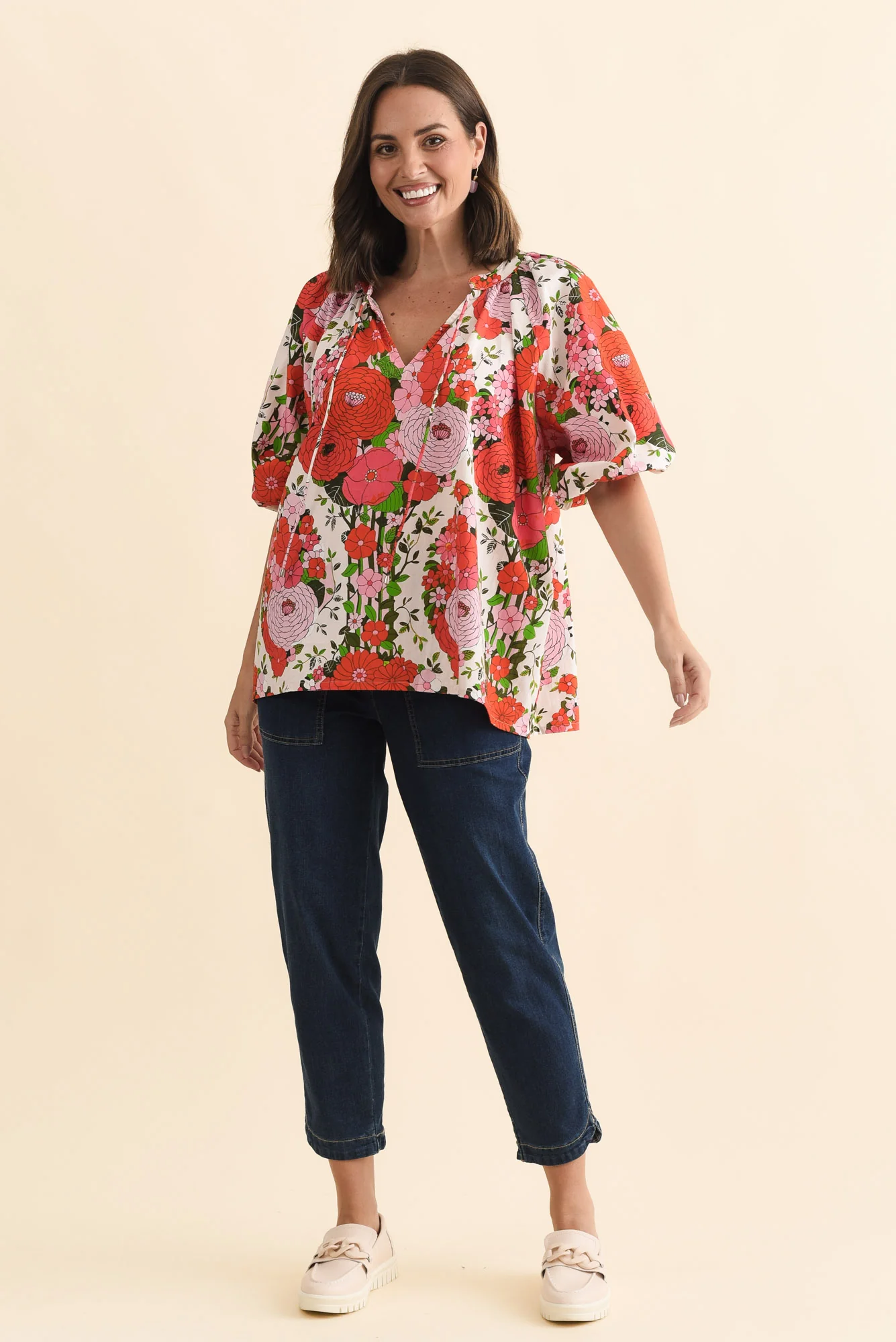 Renee Pink Floral Cotton Blouse - Image 6